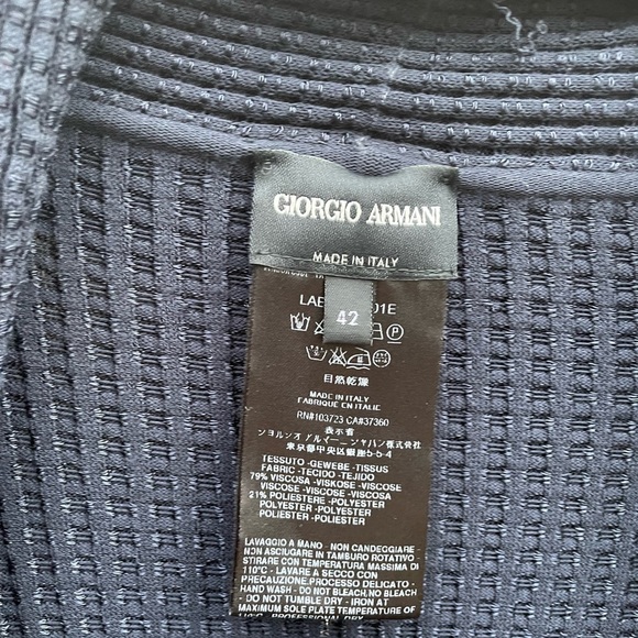 Giorgio Armani Textured Navy Lightweight Stretch Knit Drapey Cardigan Sweater - Picture 4 of 8
